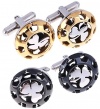 MoAndy Fashion Cufflinks Titanium Stainless Steel For Men Hollow Out Round Clover Diameter 1.7CM