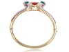 Golden Tone Double Cobra Snake Ruby Red Round Swarovski Crystal Cuff Bracelet