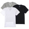 Calvin Klein Mens 3-Pack V-Neck Short Sleeve Undershirts L Black, Gray & White