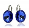 Sterling Silver 925 Made with Swarovski Crystals Royal Blue Lever Back Earrings for Women