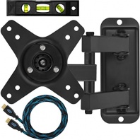 Cheetah Mounts ALAMB TV Monitor Wall Mount, for 12 to 24 Displays up to 40 Lbs, Includes a Twisted Veins 10 Foot HDMI cable and a 6 Magnetic Bubble Level