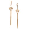 Romantic Time Long Tail Tassels 18k Rose Gold Joy Heart Jewelry Center Diamonds Studded French-back Dangle Earrings