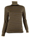 Ralph Lauren Women's Plus Size Metallic-Striped Turtleneck Sweater Top