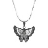Unique Women's Butterfly Pendant Cubic Zirconia Stone Stainless Steel Chain Necklace 20 Jewelry
