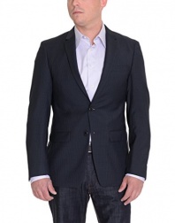DKNY Trim Fit Navy Blue Check Two Button Wool Suit