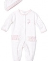 Little Me Baby-girls Newborn Prima Ballerina Footie and Hat, White/Pink, 6 Months