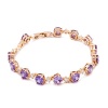 Romantic Time Purple Crystal Princess Style Four Prong Gemstone 18k Rose Gold Plated Tennis Bracelet
