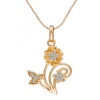 Romantic Time Diamond Accented Enchanting Sunflower 18k Rose Gold Plated Vortex Pendant Beaded Chain Necklace