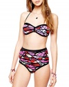 Moon Soul Women Contrast Color Geometric Joint High Waist Bikini Suit Swimwear