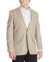 Perry Ellis Men's Waxed Linen Two Button Sport Coat, Tan, 44 Regular