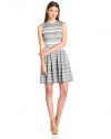 Calvin Klein Women's Striped Belted Fit-and-Flare Dress