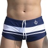 Linemoon Men's Anchor Boxer Swimming Trunks with Tie Inside Fashion Elastic Swimwear Blue 30-32 Inches