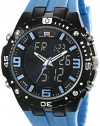 U.S. Polo Assn. Sport Men's US9175  Black Ana-Digi Watch with Blue Silicone Band