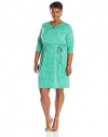Jessica Howard Women's Plus-Size 3/4 Sleeve Keyhole Dress