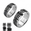 STR-0028 Stainless Steel Black IP Tribal with a Cross Ring; Comes With Free Gift Box