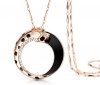 Drunk Wind Wild Cheetah Rose Gold Plated Sexy Mysterious Diamond Accented Circle Pendant Necklace