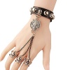 Bersense Gothic Style Timberwolves Skull shaped Leather Bracelet,Bracelet With Ring