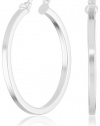 Sterling Silver Thin Square Tube Medium Hoop Earrings