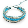 Real Spark Bling Bling Crystal Beads Geniune Waxed Cord Wrap Bracelet
