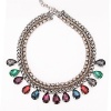 Real Spark Colorful Teardrop Gemstones Decorated Pendants Peacock Deluxe Multilayer Choker Necklace