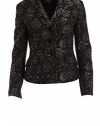 Le Suit Separates Women's Floral Jacquard 3-Button Regent Park Blazer 8P Black Silver