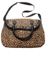Love leopard? Material Girl hooks you up with a studded corduroy foldover purse that adds a wildly fun note to your look.
