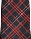 Alfani Red Mens Necktie Skinny Tie Daring Plaid One Size