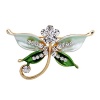Romantic Time Green Dragonfly Diamond Tone Curving Style Brooch Pin