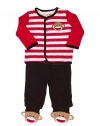 Baby Boy's Sock Monkey 3 pc Footed Pants Outfit by Baby Starters - Red - 6 Mths / 12-16 Lbs