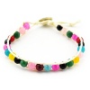 November's Chopin (TM) Unique Colorful Beads With Metal Loop On White Leather Rope Wrap Bracelet
