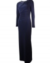 Lauren Ralph Lauren Women's Draped Embellished Jersey Gown (10P, Polished Onyx)