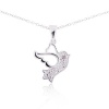 Sterling Silver Rhodium Plated Genuine Diamond Accent Dove Bird Animal Pendant Necklace, 18