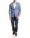 John Varvatos Star USA Men's 2B Peak Lapel Soft Jacket, Windsor Blue, 40/Large