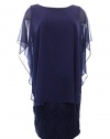 Jessica Howard Women's Plus Lace Chiffon Capelet Dress