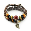 Wood Bead Adjustable Leather Wrap Bracelet Link Beaded Necklace - The Leaves of Life
