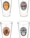 Arc International J1427 Luminarc Guinness Assorted Vintage Bottlers Labels Pub Glasses, 16-Ounce, Clear, Set of 4