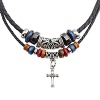Snowman Lee Double Braided Rope Beads Vintage Cross Adjustable Pendant Necklace