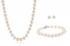 Freshwater Cultured Pearl Necklace, Bracelet and Stud Earrings 3-Piece Base Metal Set