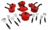 15 Piece Miniature Pots and Pans Kitchen Cookware Playset for Kids with Cooking Utensils Set