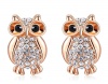 Austrian Crystal Rose Gold Owl Earrings