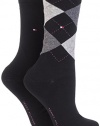 Tommy Hilfiger Ladies 2 Pair Plain and Argyle Cotton Socks