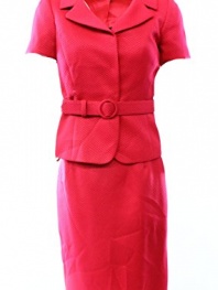 Tahari by ASL Women Petite Belted Textured Skirt Suit Set