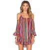 Misaky Women's Summer Rainbow Print Fringed Beach Dress Chiffon Strap Dress