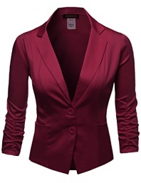 Awesome21 Women's Basic Solid Color Princessline Silky Cotton Plus Size Blazer