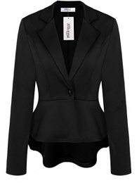Meaneor Women's Crop Frill Shift Slim Fit Wear to Work Peplum Blazer Jacket Coat