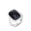 Platinum Plated Classic Baguette-shape Black Austria CZ Crystal Eternity Promise Engagement Rings for Women