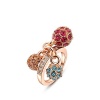 Creative 3 Crystal Balls Cubic Zirconia Rings For Women, Rose Gold Plating