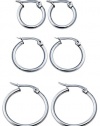 Areke Women's Cute Small Hoop Earrings Stainless Steel Ear Ring 3 Pairs a Set