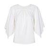 FasiCat Women's Semi-sheer Pleated Front Chiffon Short Loose Sleeve Blouse Top