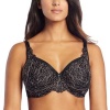 Playtex Women's Secrets feel Gorgeous Lace Embroidery Underwire Bra, Black with Golden Cocoa, 40DD